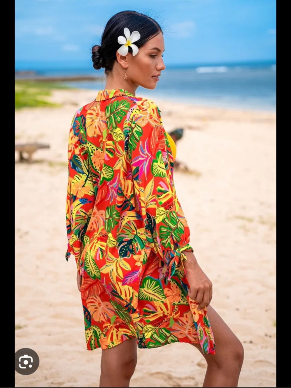 Vici‎ Red and Yellow coveted down shirt Long Sleeve Buttoned Dress